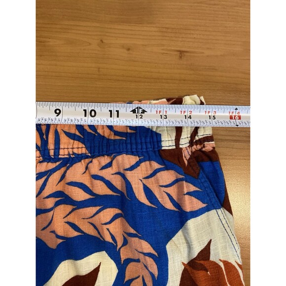 H&M Leaf‎ Print Pants Size M Linen Viscose Blend Elastic Waist Beachy Coastal - Picture 7 of 7